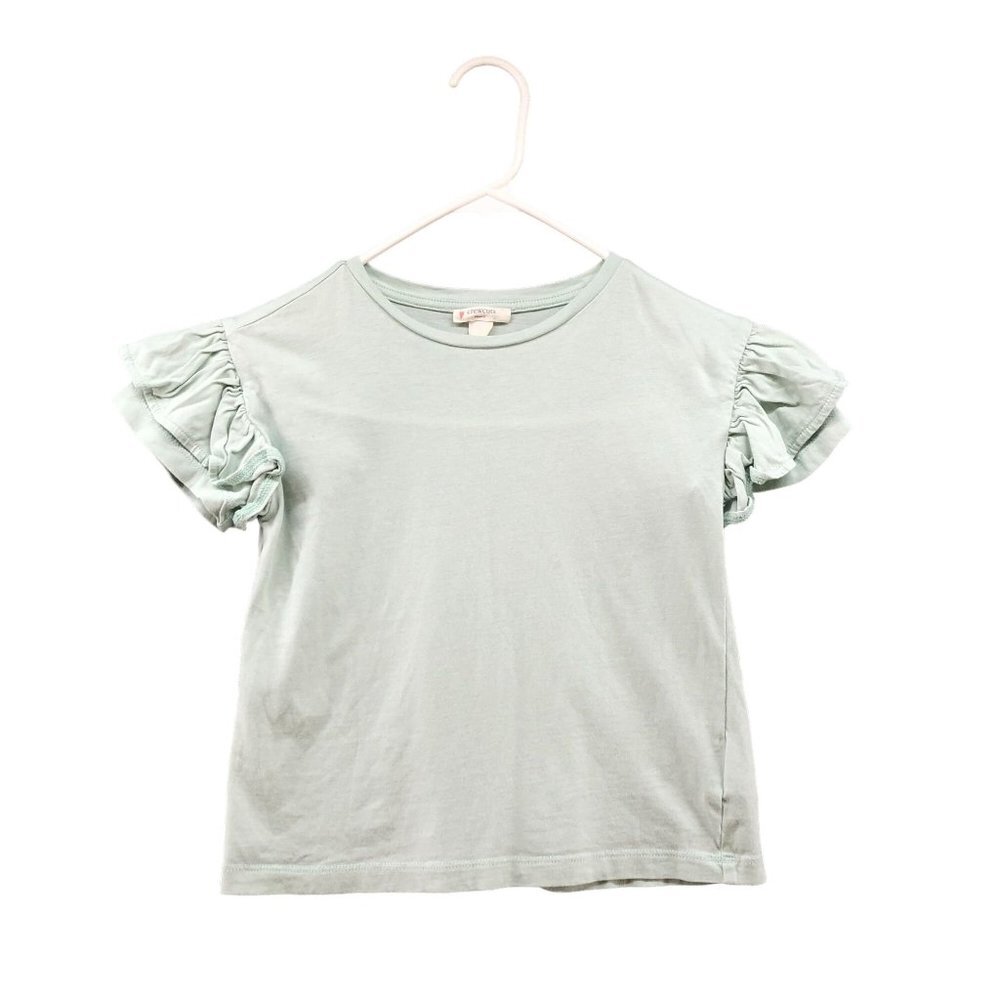 J. Crew Crewcuts Girls Size Small S Mint Green Ruffleโ Short Sleeve T Shirt
